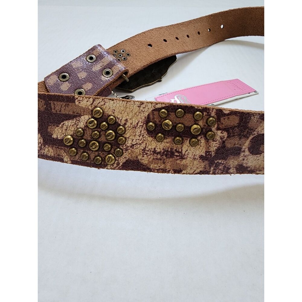 Smet by Christian Audigier Distressed Leather Winged Buckle Belt - NWT - Picture 4 of 8